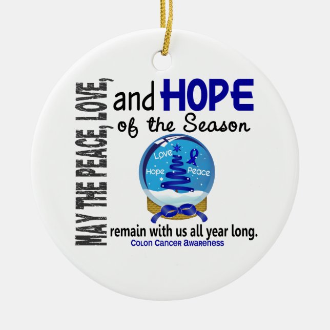 Colon Cancer Christmas 3 Snow Globe Ornaments (Front)