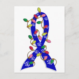 Colon Cancer Christmas Lights Ribbon Holiday Postcard