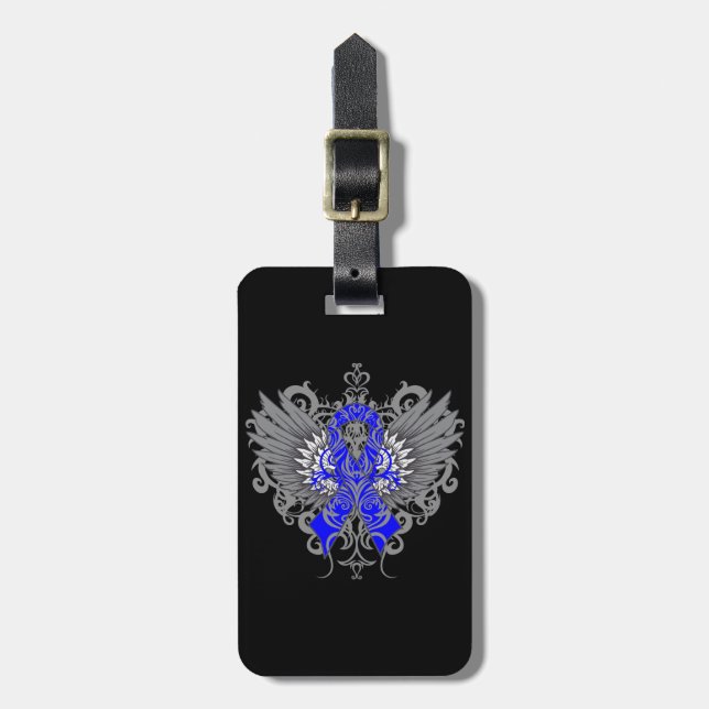 Colon Cancer Cool Wings Luggage Tag (Front Vertical)