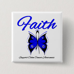 Colon Cancer Faith Butterfly Ribbon 15 Cm Square Badge