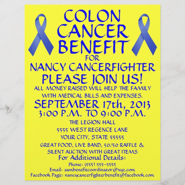 Colon Cancer Fighter Benefit Flyer (Front)