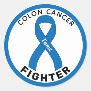 Colon Cancer Fighter Ribbon White Round Sticker
