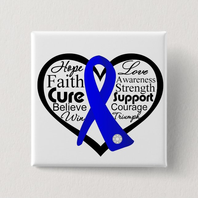 Colon Cancer Heart Ribbon Collage 15 Cm Square Badge (Front)