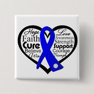 Colon Cancer Heart Ribbon Collage 15 Cm Square Badge