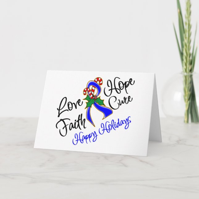 Colon Cancer Hope Love Cure Happy Holidays Holiday Card (Front)