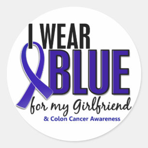 Colon Cancer I Wear Blue For My Girlfriend 10 Classic Round Sticker