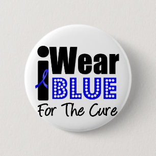 Colon Cancer I Wear Blue Ribbon For The Cure 6 Cm Round Badge