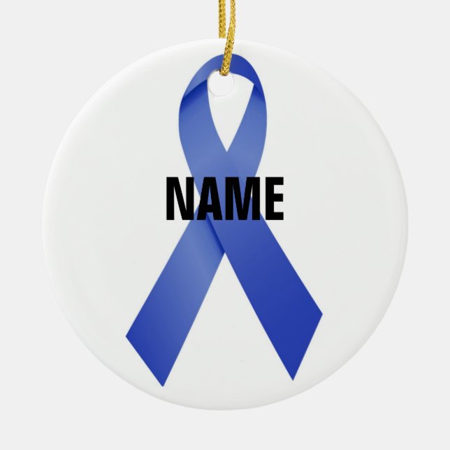 Colon Cancer Memorial Ribbon Ceramic Tree Decoration (Front)