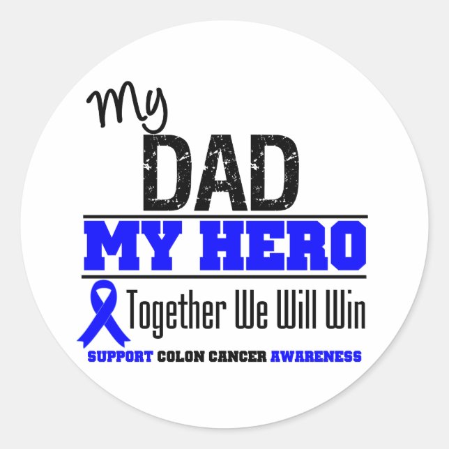 Colon Cancer My Dad My Hero Classic Round Sticker (Front)