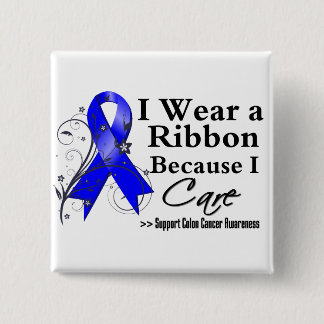 Colon Cancer Ribbon Because I Care 15 Cm Square Badge