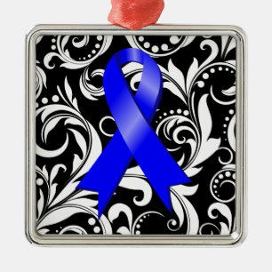 Colon Cancer Ribbon Deco Noir Metal Tree Decoration