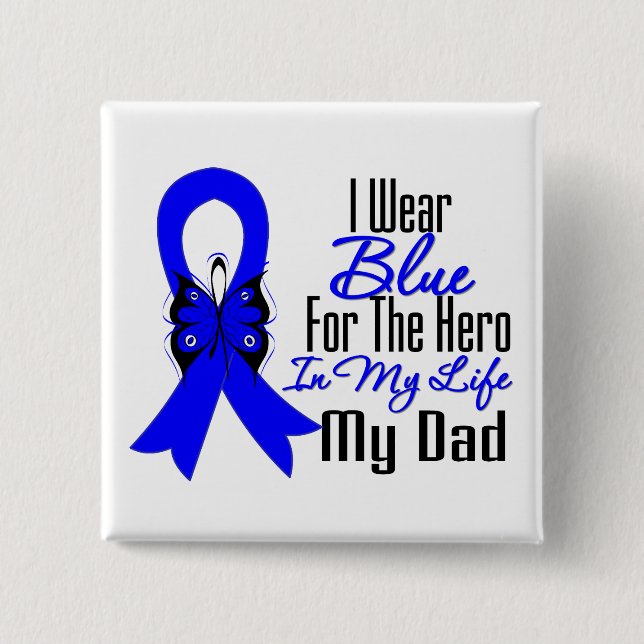 Colon Cancer Ribbon Hero My Dad 15 Cm Square Badge (Front)