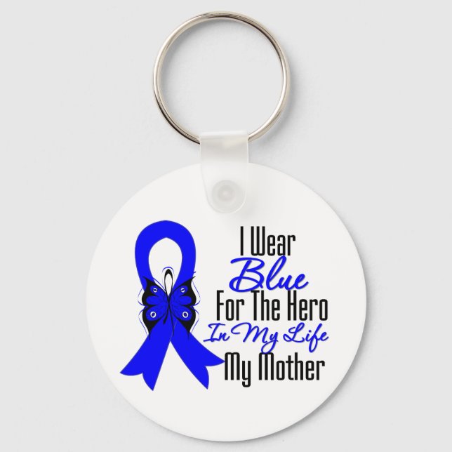 Colon Cancer Ribbon Hero My Mother Key Ring (Front)