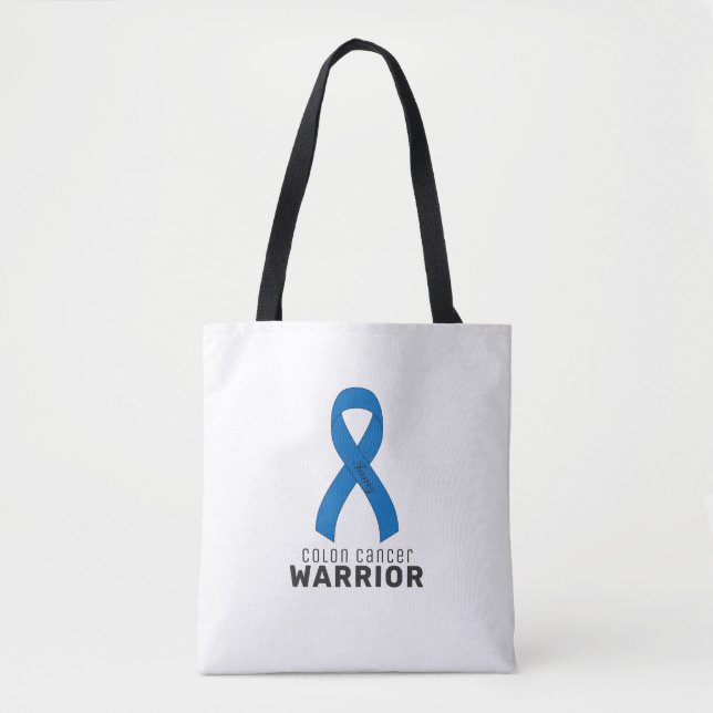 Colon Cancer Ribbon White Tote Bag (Front)