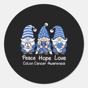 Colon Cancer Support Gnomes With Ribbon Colourecta Classic Round Sticker