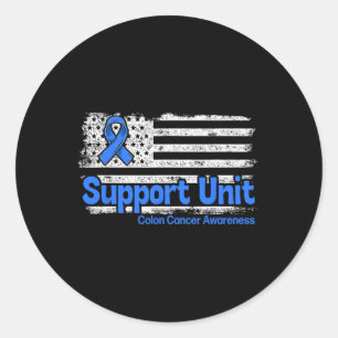 Colon Cancer Support Unit Flag Blue Colon Cancer A Classic Round Sticker