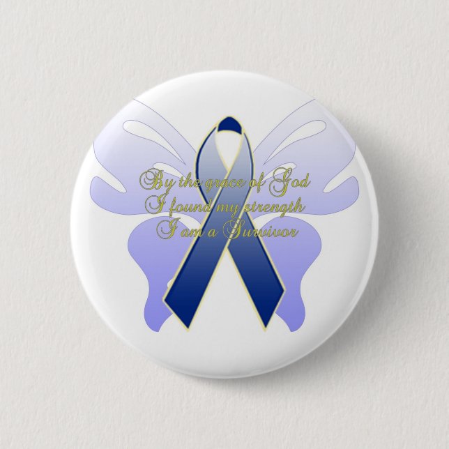 COLON CANCER SURVIVOR 6 CM ROUND BADGE (Front)