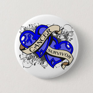 Colon Cancer Survivor Dual Hearts 6 Cm Round Badge