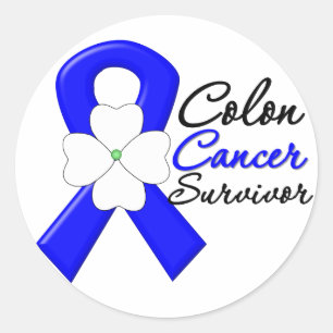 Colon Cancer Survivor Flower Ribbon Classic Round Sticker