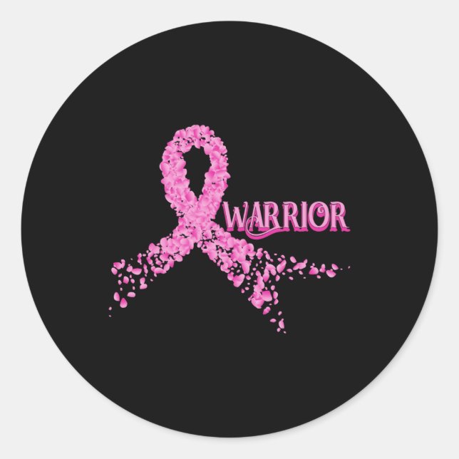 Colon Cancer Warrior Awareness Pink Ribbon Classic Round Sticker (Front)