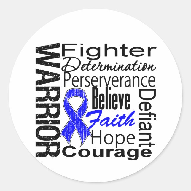 Colon Cancer Warrior Collage Classic Round Sticker (Front)