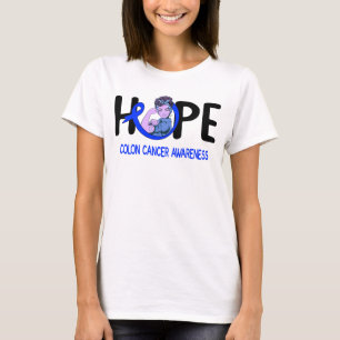 colon cancer warrior hope blue ribbon T-Shirt