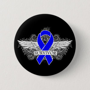Colon Cancer Winged SURVIVOR Ribbon 6 Cm Round Badge