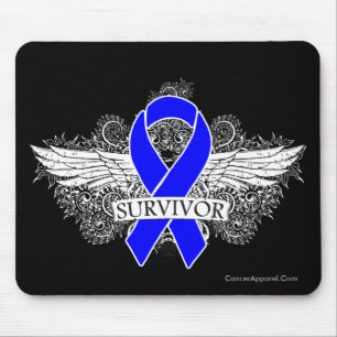Colon Cancer Winged SURVIVOR Ribbon Mouse Mat