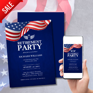 COLONEL RETIREMENT Silver Eagle Wings Military Invitation