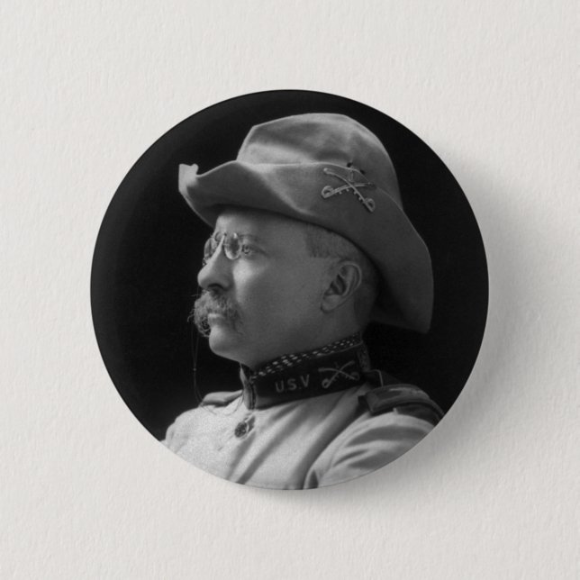 Colonel Theodore Roosevelt from 1898 6 Cm Round Badge (Front)