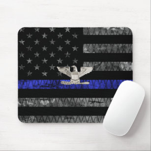 Colonel Thin Blue Line Distressed Flag Mouse Mat