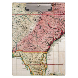 COLONIAL AMERICA MAP, 1733 CLIPBOARD