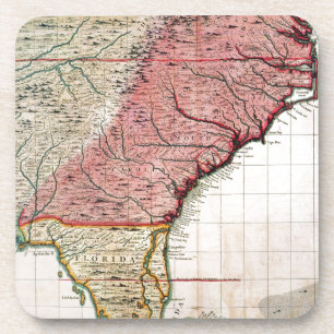 COLONIAL AMERICA MAP, 1733 COASTER