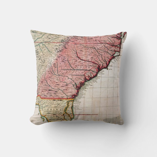 COLONIAL AMERICA MAP, 1733 CUSHION (Front)
