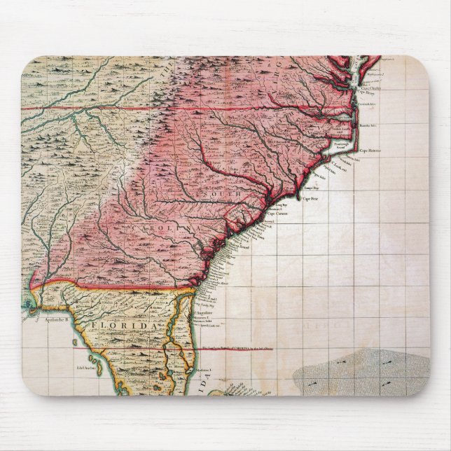 COLONIAL AMERICA MAP, 1733 MOUSE MAT (Front)