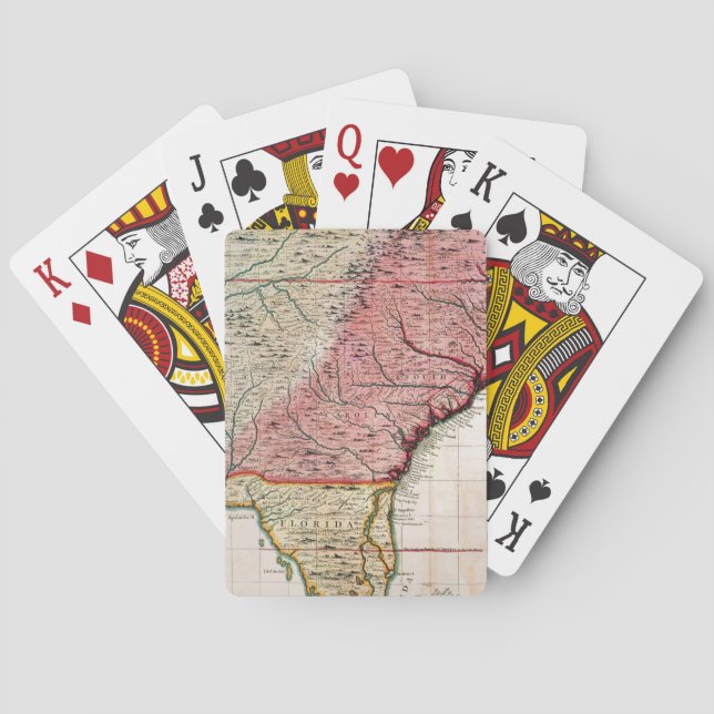 COLONIAL AMERICA MAP, 1733 PLAYING CARDS (Back)
