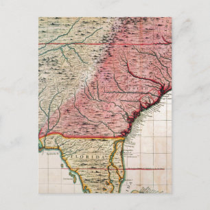 COLONIAL AMERICA MAP, 1733 POSTCARD