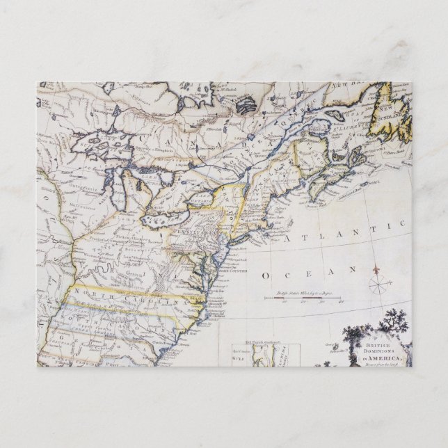COLONIAL AMERICA: MAP, c1770 Postcard (Front)