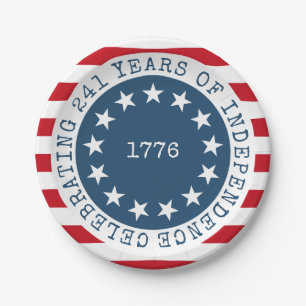 Colonial American Flag 1776 Patriotic Paper Plate