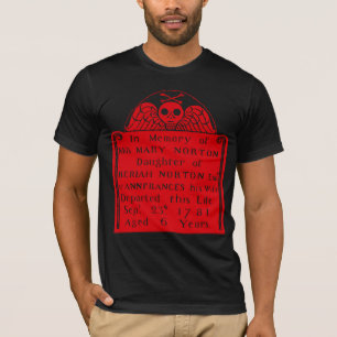 Colonial American Tombstone Skull Angel Bones T-Shirt