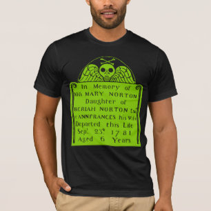 Colonial American Tombstone Skull Angel Bones T-Shirt