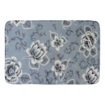 Colonial Blue Flower Pattern | Bath Mat