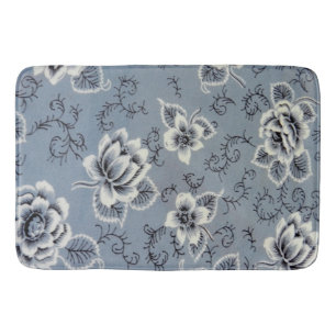 Colonial Blue Flower Pattern   Bath Mat