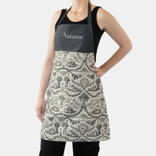 Colonial Blue Harvest Toile Personalized Apron (Insitu)