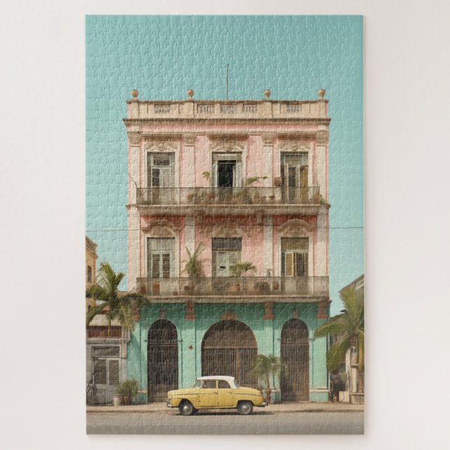 Colonial Building Yellow Car Havana Cuba Jigsaw Puzzle (Vertical)