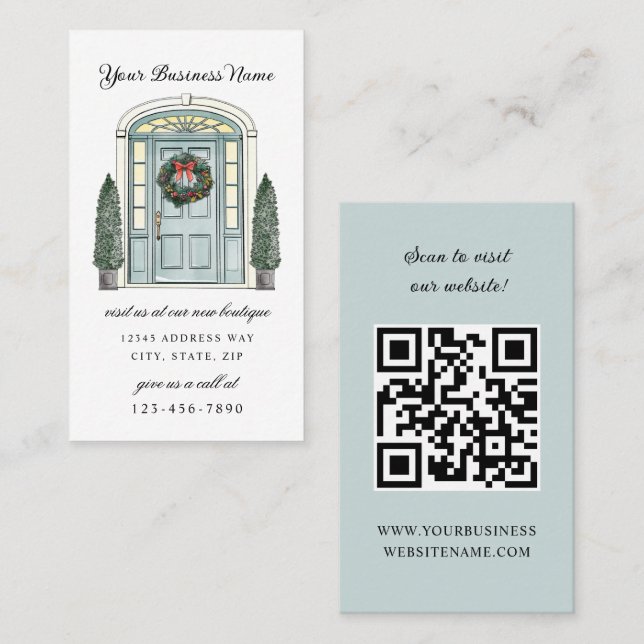Colonial Door Christmas Boutique Business Card (Front/Back)