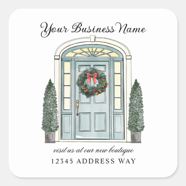 Colonial Door Christmas Boutique Square Sticker (Front)