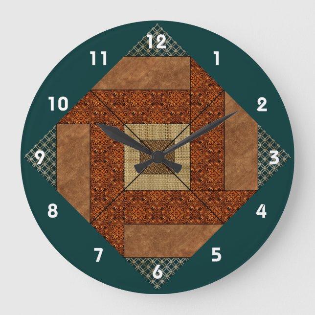 Colonial Pavement in Dk. Green and Rust Brown Large Clock (Front)