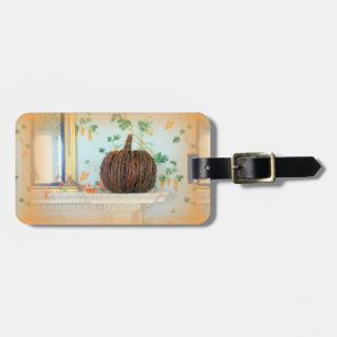 colonial pumpkin basket luggage tag