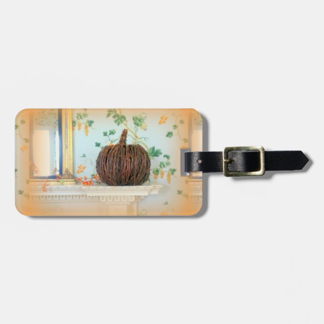 colonial pumpkin basket luggage tag (Front Horizontal)
